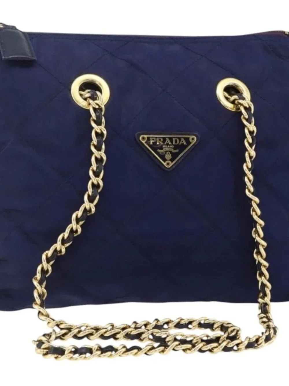 PRADA Chain Shoulder Bag Nylon Purple Gold Auth yk20261